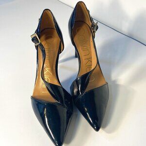 Calvin Klein SZ 5.5 Ramaya Black Patent Leather Pointed Toe Pump office formal